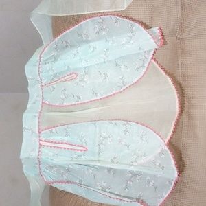 Vintage 50s blue floral romantic sheer half apron